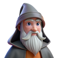 dynamic mesmerizing A wise old wizard with a long white beard, NO BACKGROUND with Transparent Background. perfect clarity png
