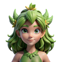 stunning romantic geometric A graceful dryad with leafy hair, NO BACKGROUND with Transparent Background. crisp png