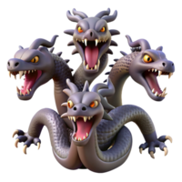 glorious romantic futuristic A fierce hydra with multiple heads, NO BACKGROUND with Transparent Background. elite png