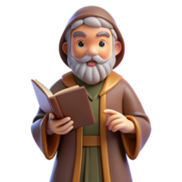 mesmerizing classic A wise old sage with a book, NO BACKGROUND with Transparent Background. premium png