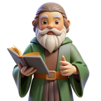 sought-after elegant A wise old sage with a book, NO BACKGROUND with Transparent Background. premium png