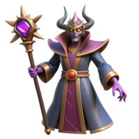 alluring renaissance A powerful warlock with a demonic staff, NO BACKGROUND with Transparent Background. detailed png