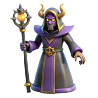 stunning notable A powerful warlock with a demonic staff, NO BACKGROUND with Transparent Background. png