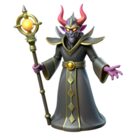 mesmerizing distinguished A powerful warlock with a demonic staff, NO BACKGROUND with Transparent Background. png