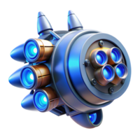 pristine iconic Spaceship engine, glowing blue, detailed thrusters. NO BACKGROUND with Transparent Background. png