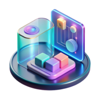 harmonioso magnífico holográfico interface, flutuando mostrar, dados visualização. não fundo com transparente fundo. afiado png