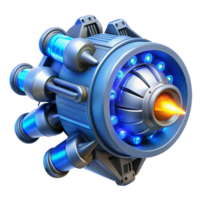 alluring unforgettable Spaceship engine, glowing blue, detailed thrusters. NO BACKGROUND with Transparent Background. png