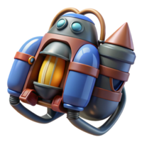 reflective mesmerizing Jetpack, futuristic design, individual propulsion unit. NO BACKGROUND with Transparent Background. impeccable png