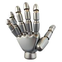 gorgeous distinctive Robot hand, metallic fingers, articulated joints. NO BACKGROUND with Transparent Background. png
