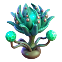 bold exquisite Alien plant, bioluminescent, strange anatomy. NO BACKGROUND with Transparent Background. 4K png