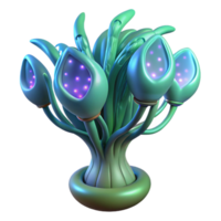 nostalgic picturesque Alien plant, bioluminescent, strange anatomy. NO BACKGROUND with Transparent Background. 4K png