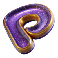 serene abstract Purple Outline Letter P Isolated Element premium png