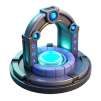 majestic avant-garde Teleportation device, glowing portal, futuristic technology. NO BACKGROUND with Transparent Background. top-tier png
