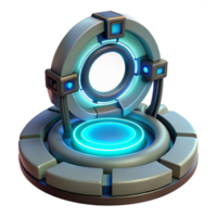 dramatic art deco Teleportation device, glowing portal, futuristic technology. NO BACKGROUND with Transparent Background. expertly shot png