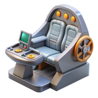 peaceful impressive Spaceship cockpit, pilot seat, control panel. NO BACKGROUND with Transparent Background. detailed png