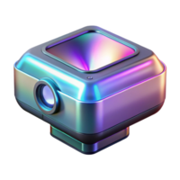 peaceful striking Holographic projector, futuristic device, 3D image display. NO BACKGROUND with Transparent Background. professional png