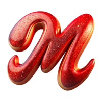 magnificent abstract Red Brush Script Letter M Transparent Background high resolution png