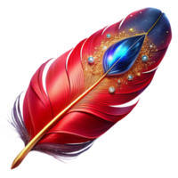 dramatic abstract Red Cardinal Feather Fractal Pattern Cutout Isolated high quality png