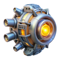 signature renaissance Futuristic spaceship engine, powerful, glowing core, complex mechanics. NO BACKGROUND with Transparent Background. premium png