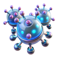 serene tranquil organic Medical nanobots, microscopic, glowing, futuristic technology. NO BACKGROUND with Transparent Background. top-tier png