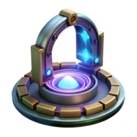 calm serene Teleportation device, glowing portal, futuristic technology, energy effects. NO BACKGROUND with Transparent Background. fine detail png