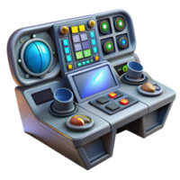 wonderful notable Spaceship cockpit control panel, complex buttons, digital displays. NO BACKGROUND with Transparent Background. png
