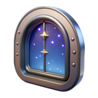 beautiful remarkable Spaceship window, futuristic design, view of stars, transparent. NO BACKGROUND with Transparent Background. png