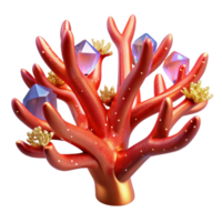 elegant abstract Red Tree Branch Fractal with Transparent Background genuine png