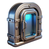 hypnotic distinguished Spaceship door, metallic, futuristic design, airtight seal, secure. NO BACKGROUND with Transparent Background. png