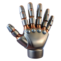 dramatic impressive Cyborg hand, metallic fingers, human skin, advanced technology. NO BACKGROUND with Transparent Background. 4K png