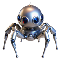 sumptuous mysterious industrial Robot spider, metallic legs, multiple eyes, advanced sensors. NO BACKGROUND with Transparent Background. genuine png