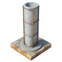 radiant nostalgic industrial Concrete pillar with rebar exposed NO BACKGROUND with Transparent Background. genuine png