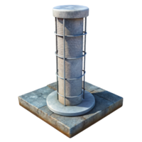fascinating bold victorian Concrete pillar with rebar exposed NO BACKGROUND with Transparent Background. flawless png