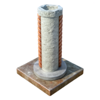 spectacular unforgettable Concrete pillar with rebar exposed NO BACKGROUND with Transparent Background. png