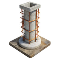 striking quintessential Concrete pillar with rebar exposed NO BACKGROUND with Transparent Background. png