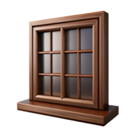 picturesque unforgettable Window frame made of dark wood NO BACKGROUND with Transparent Background. png
