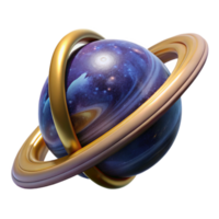dramatic traditional Rotating Planet with Rings Timelapse Cutout Transparent Background authentic png