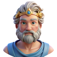 wonderful unforgettable Zeus, King of the Gods, realistic portrait, NO BACKGROUND with Transparent Background. png
