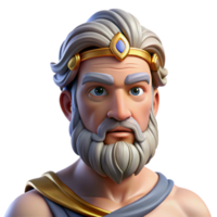 unparalleled retro Zeus, King of the Gods, realistic portrait, NO BACKGROUND with Transparent Background. 8K png
