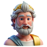 melancholic extraordinary Zeus, King of the Gods, realistic portrait, NO BACKGROUND with Transparent Background. professional png