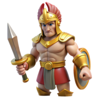 quintessential modern Ares, God of War, holding sword, NO BACKGROUND with Transparent Background. perfect clarity png
