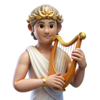 memorable gothic Apollo, God of Music and Poetry, holding lyre, NO BACKGROUND with Transparent Background. flawless png