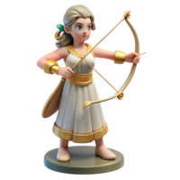 picturesque unparalleled Artemis, Goddess of the Hunt, with bow and arrow, NO BACKGROUND with Transparent Background. png