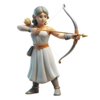 spectacular exceptional Artemis, Goddess of the Hunt, with bow and arrow, NO BACKGROUND with Transparent Background. png