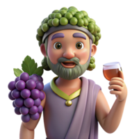 vibrant dreamy nordic Dionysus, God of Wine, holding grapes, NO BACKGROUND with Transparent Background. studio quality png