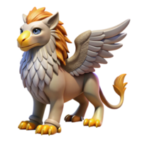 alluring vintage Griffin, mythical creature, eagle head and lion body, NO BACKGROUND with Transparent Background. 8K png