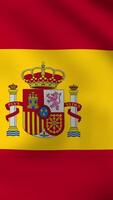 Vertikale, Porträt winken National Flagge von Spanien. glatt Animation mit höchst detailliert, realistisch animiert Hintergrund zum Sozial Medien, Bildschirme Smartphone. Stoff Bewegung, offiziell Farben. video