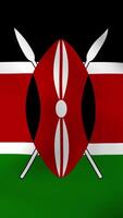 vertical, portrait agitant nationale drapeau de Kenya. lisse animation avec très détaillé, réaliste Animé Contexte pour social médias, écrans téléphone intelligent. tissu mouvement, officiel couleurs. video
