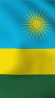 Vertical, portrait waving national flag of Rwanda. Smooth animation with highly detailed, realistic animated background for social media, screens smartphone. Cloth motion, official colors. video