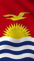 Vertical, portrait waving national flag of Kiribati. Smooth animation with highly detailed, realistic animated background for social media, screens smartphone. Cloth motion, official colors. video